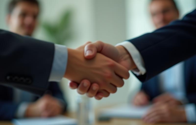 Person confidently shaking hand after an interview