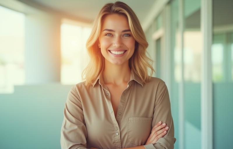 Smiling person looking confident after an interview